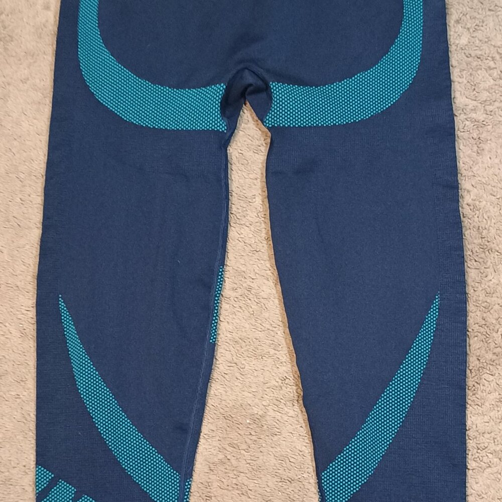 PINK Active Leggings Womens XL Navy Teal Pop Dot Seamless High Waist Gym Athleis - Picture 8 of 8